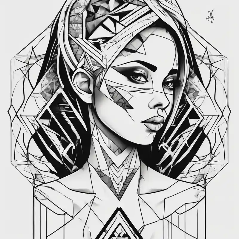blackwork girl animestyle