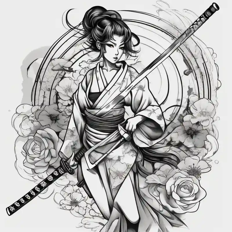 ANIME GIRL WITH KATANA blackwork
