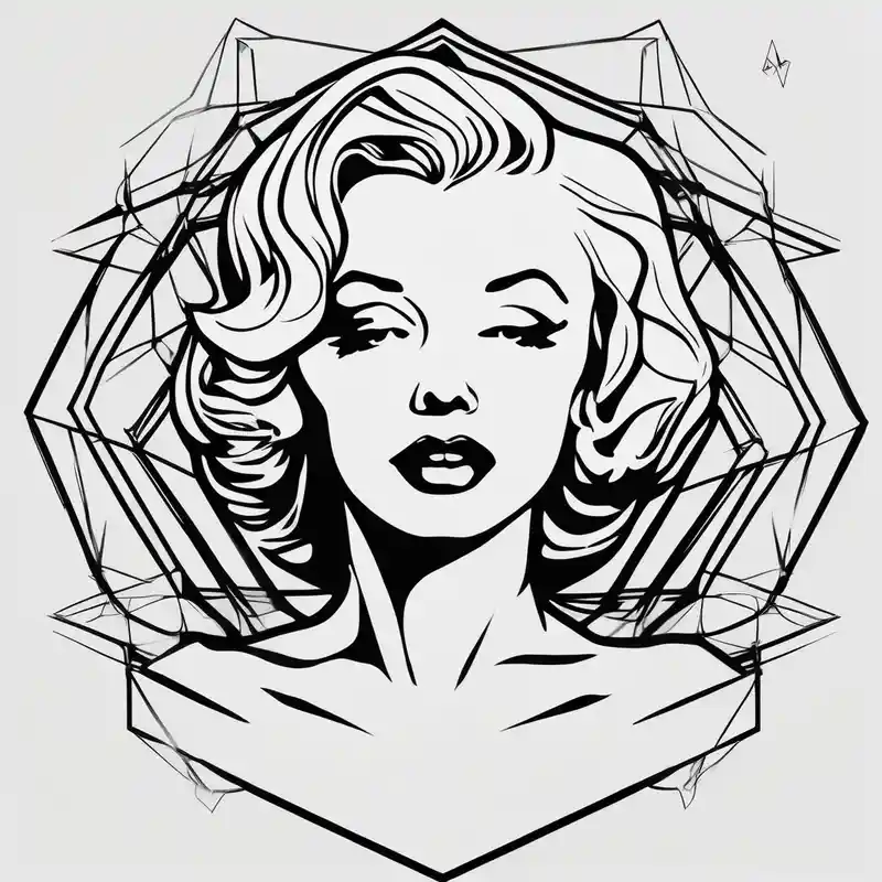 geometric style Blackwork Tattoo Designs in 2025 & free generation about blackwork marylin monroe face (not too big and )