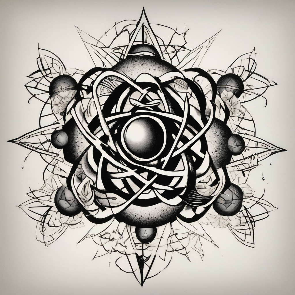 Atomic blast end of world blast-over, diseño de tatuaje Blackwork generado con IA