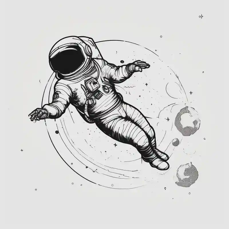 minimalist style about Astronaut laser blasting a asteroid and far away blast-over