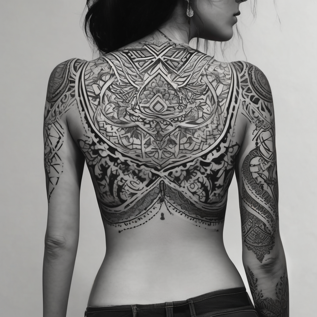 under boob line, hena, diseño de tatuaje Blanco y negro generado con IA