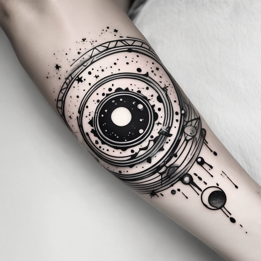 I wanna a bracelet tattoo with astronomy theme, AI-generated Watercolor tattoo design