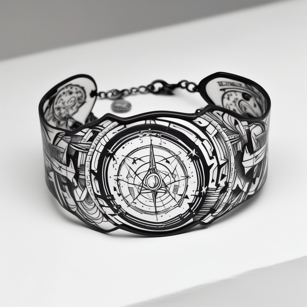 I wanna a bracelet tattoo with astronomy theme, AI-generated Black and White tattoo design