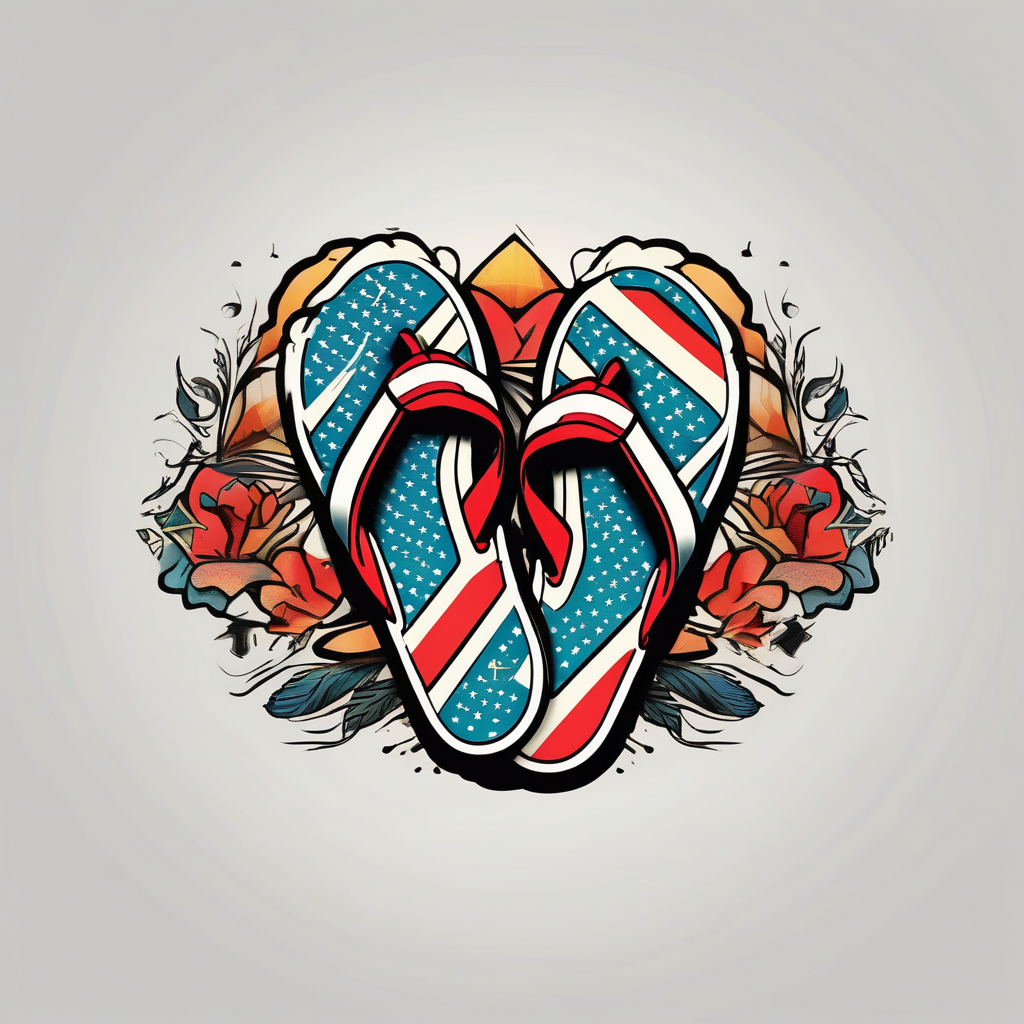 brazilian flip flop tattoo in the sand brazilian-ufc-featherweights, AI-generated Old School tattoo design