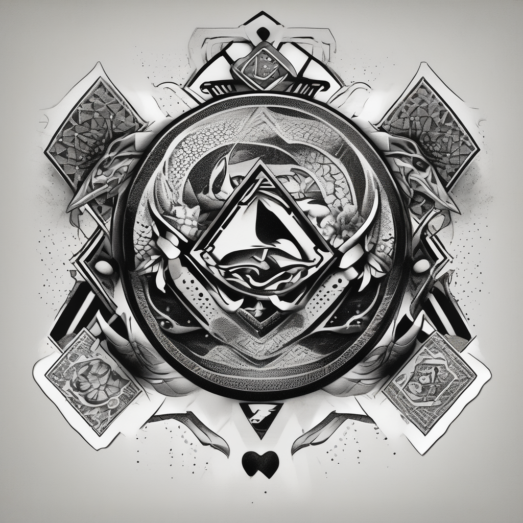 brazilian jiu jitsu and poker brazilian-ufc-featherweights, AI-generated Dotwork tattoo design