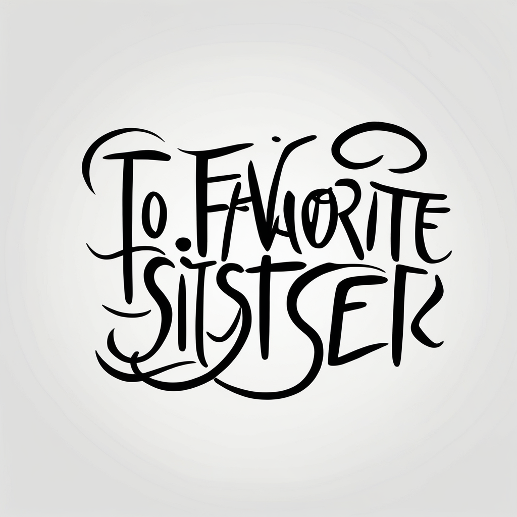 The handwritten words "to my favorite sister" written in a simple way. delicate tattoo. add a simple tattoo accent to it brother-sister, AI-generated Minimalist tattoo design
