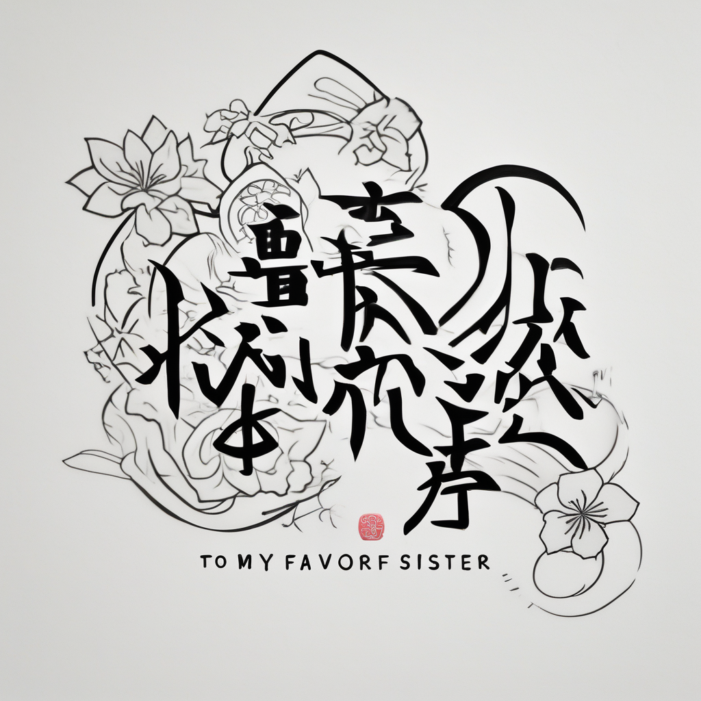 small, delicate tattoo in memory of my sister. Include the handwritten message: "to my favorite sister" with a single puzzle piece brother-sister, AI-generated Japanese tattoo design