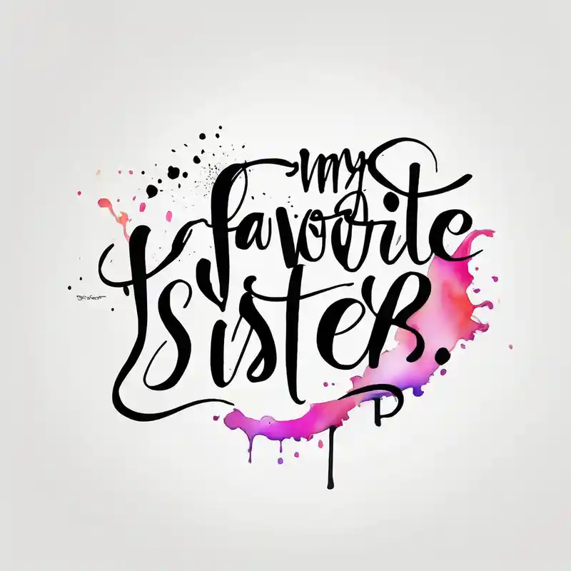 watercolor style Simple Tattoos for Men Tattoo Ideas in 2025 about The handwritten words "to my favorite sister" written in a simple way. delicate tattoo brother-sister and The handwritten words "to my favorite sister" written in a simple way. delicate tattoo brother-sister