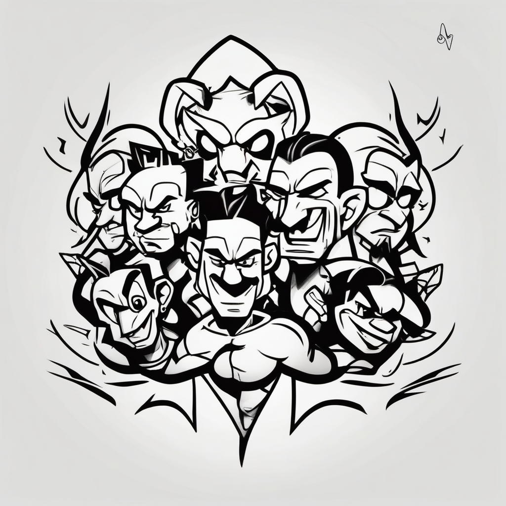 Matching tattoos for brothers man brother-sister, diseño de tatuaje Cartoon generado con IA