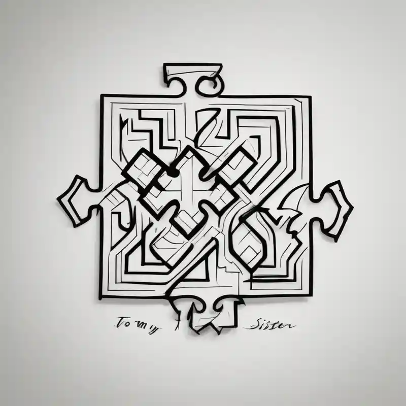 geometric style Ideas para Tatuajes de Hermanas con Árboles en 2025 & Generar gratis about small and delicate tattoo in memory of my sister. Include the handwritten message: "to my favorite sister" with a single puzzle piece brother-sister