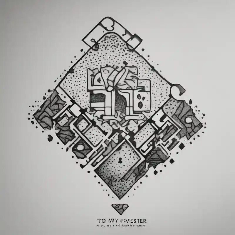 dotwork style We the People Tattoo Ideas in 2025 about small and delicate tattoo in memory of my sister. We used to do puzzle together so I want one puzzle piece. I want to include her handwritten message I have that says "to my favorite sister" brother-sister