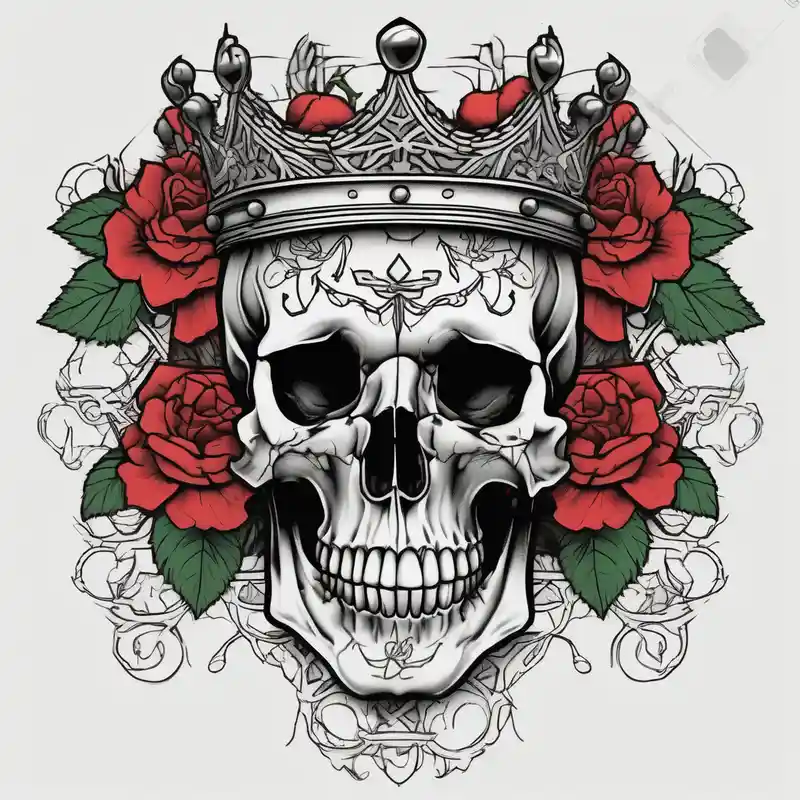old school style Skull Tattoo Ideas and Designs in 2025 & free generation about ornate skull adorned with crown of wild roses and thorns bull-skull and ornate skull adorned with crown of wild roses and thorns bull-skull