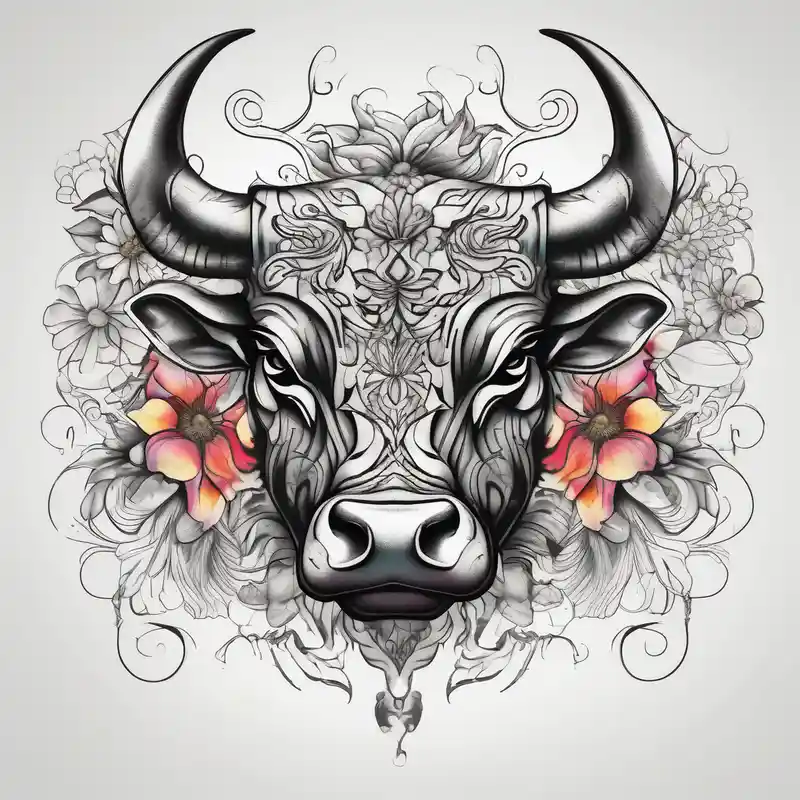 surreal style Idées et Designs de Tatouages de Fleurs en 2025 &Générer gratuitement about Bull with flowers bull-skull and Bull with flowers bull-skull