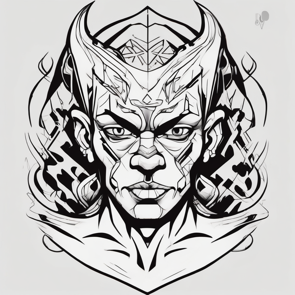 Owned by bull/master bull-skull, AI-generated Cartoon tattoo design