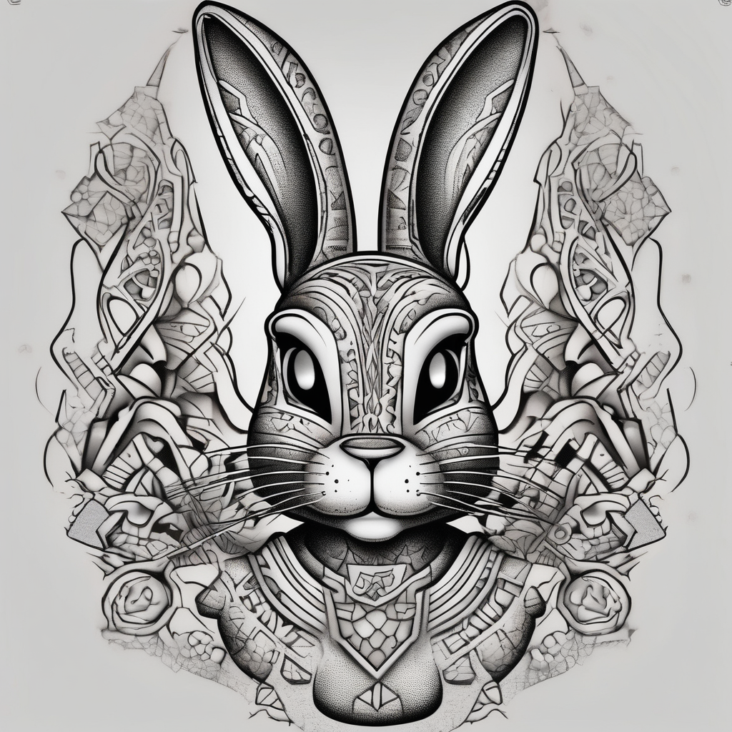 Chicano style bugs bunny, design de tatouage Dotwork généré par IA