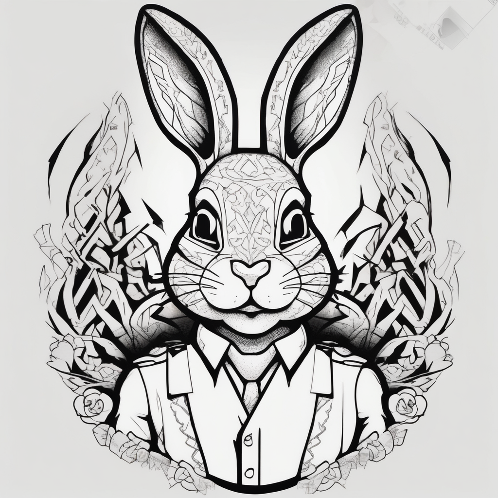 lola bunny with large breasts, design de tatouage Blackwork généré par IA