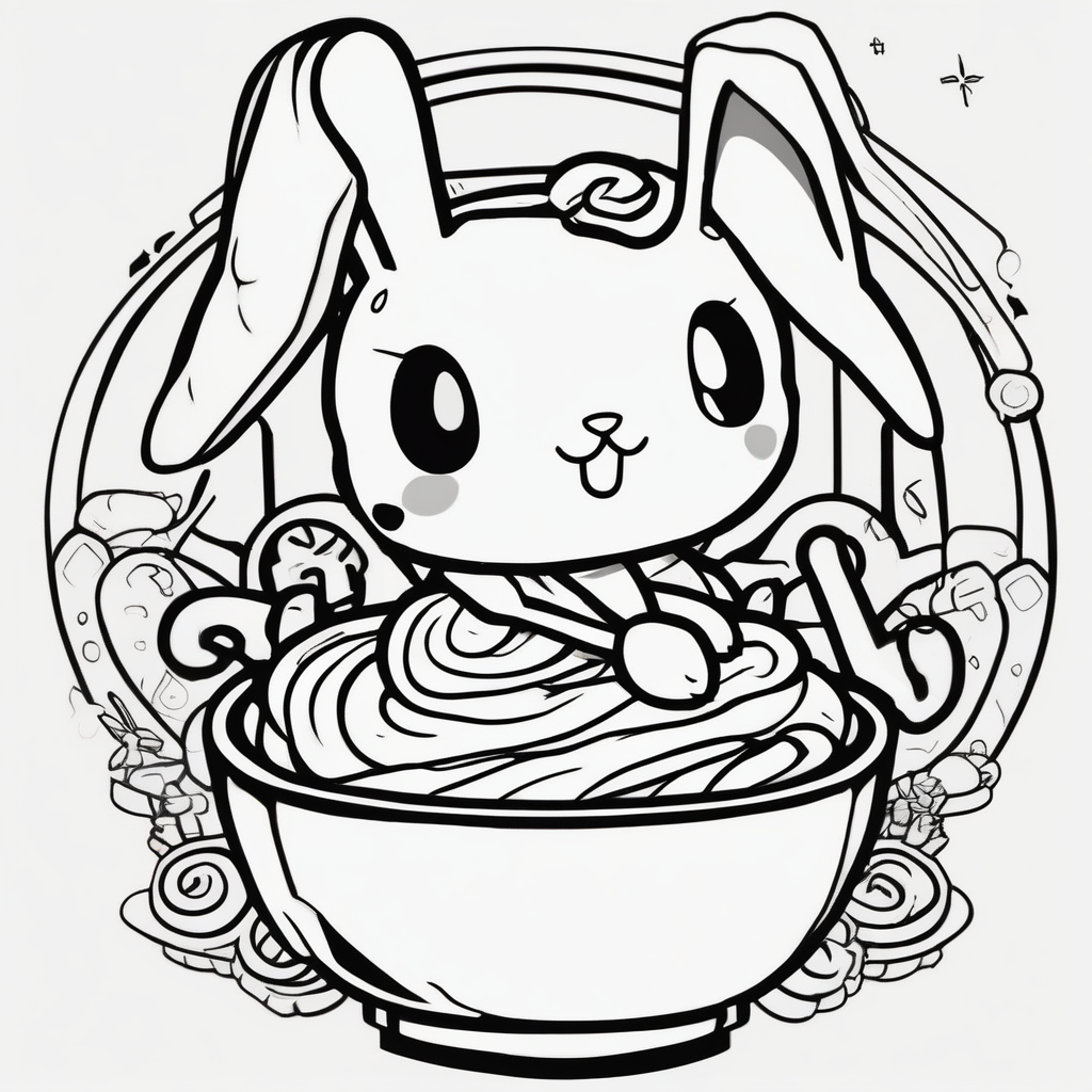 super cute anime cinnamon roll bunny sanrio boba, design de tatouage Croquis généré par IA