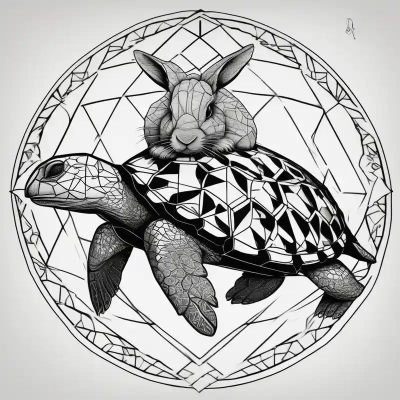 Bunny riding on a sea turtle