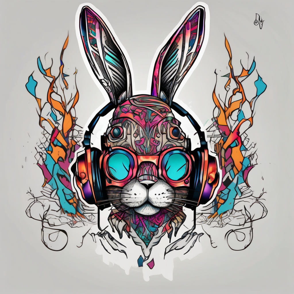 dj BUNNY, design de tatouage Croquis généré par IA