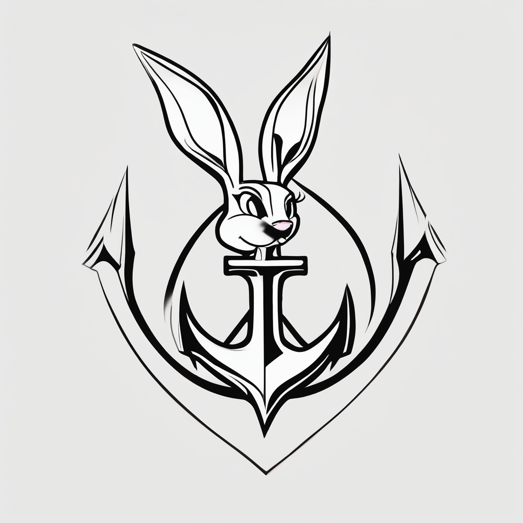 Lola bunny and anchor, design de tatouage Minimaliste généré par IA
