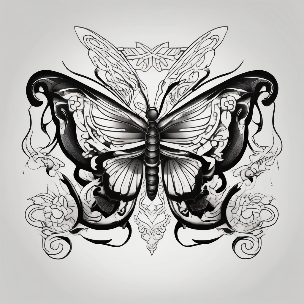 Butterfly family butterfly-hand, design de tatouage Japonais généré par IA