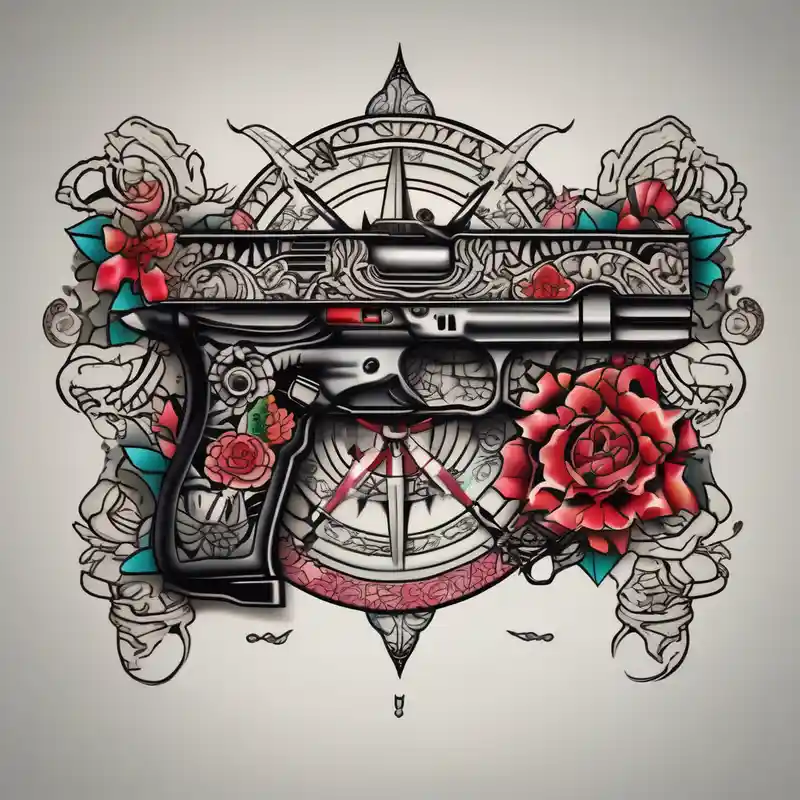 japanese style Compass Tattoo Designs and Meanings about Hand
gun and lace