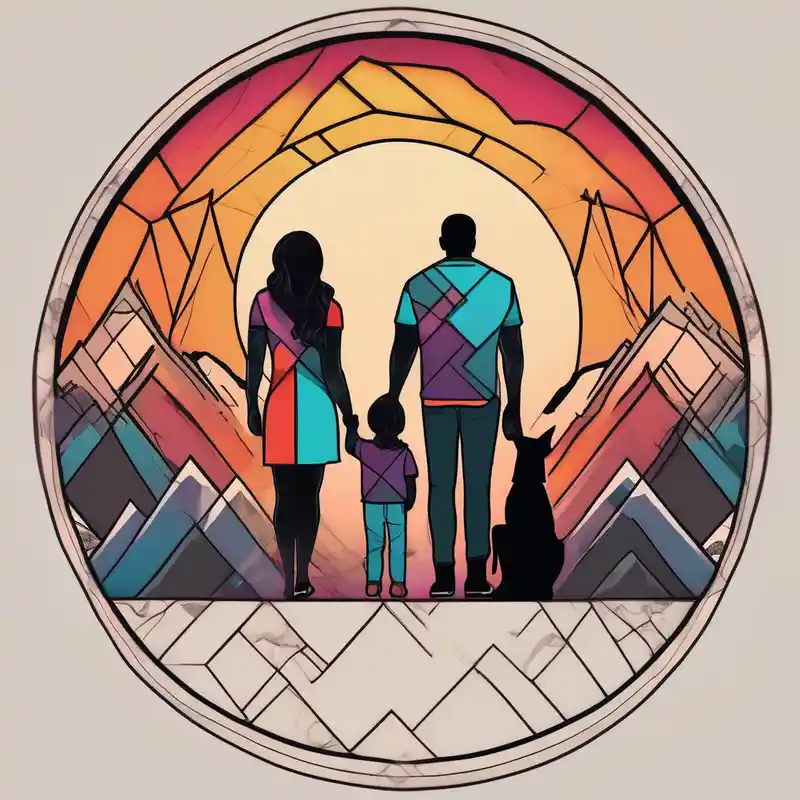 geometric style Sun Tattoo Designs and Meanings about Family 2 parents and 1 baby boy in his mother’s arms