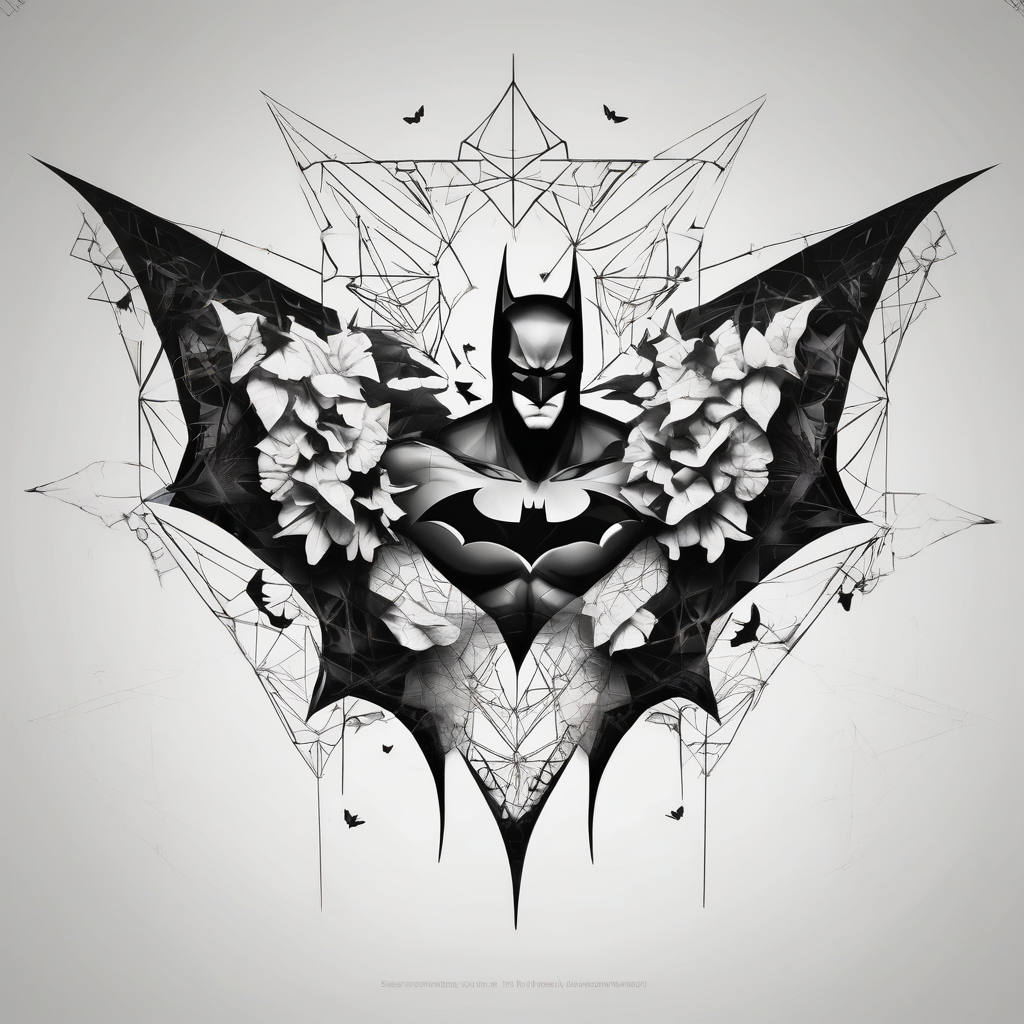 Batman and Joker tattoo with butterflies, diseño de tatuaje Geométrico generado con IA