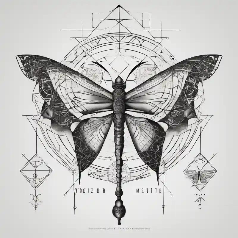 Fine line spine tattoo, butterflies, dragonflies, moons, motivational quote and other unique sketches