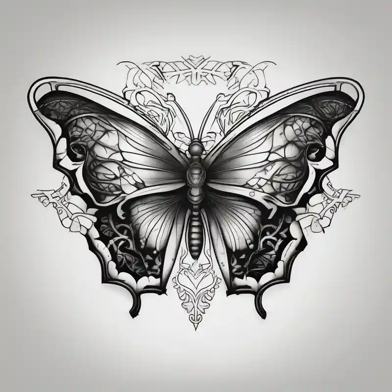 A lower back butterfly tatoo with the name nick below the butterfly