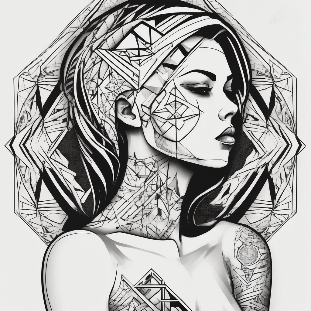 Sexy tattooed women butterfly svg, AI-generated Geometric tattoo design
