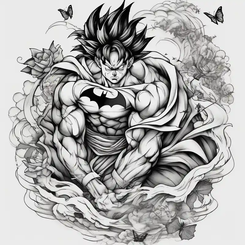 Goku and Batman with butterflies