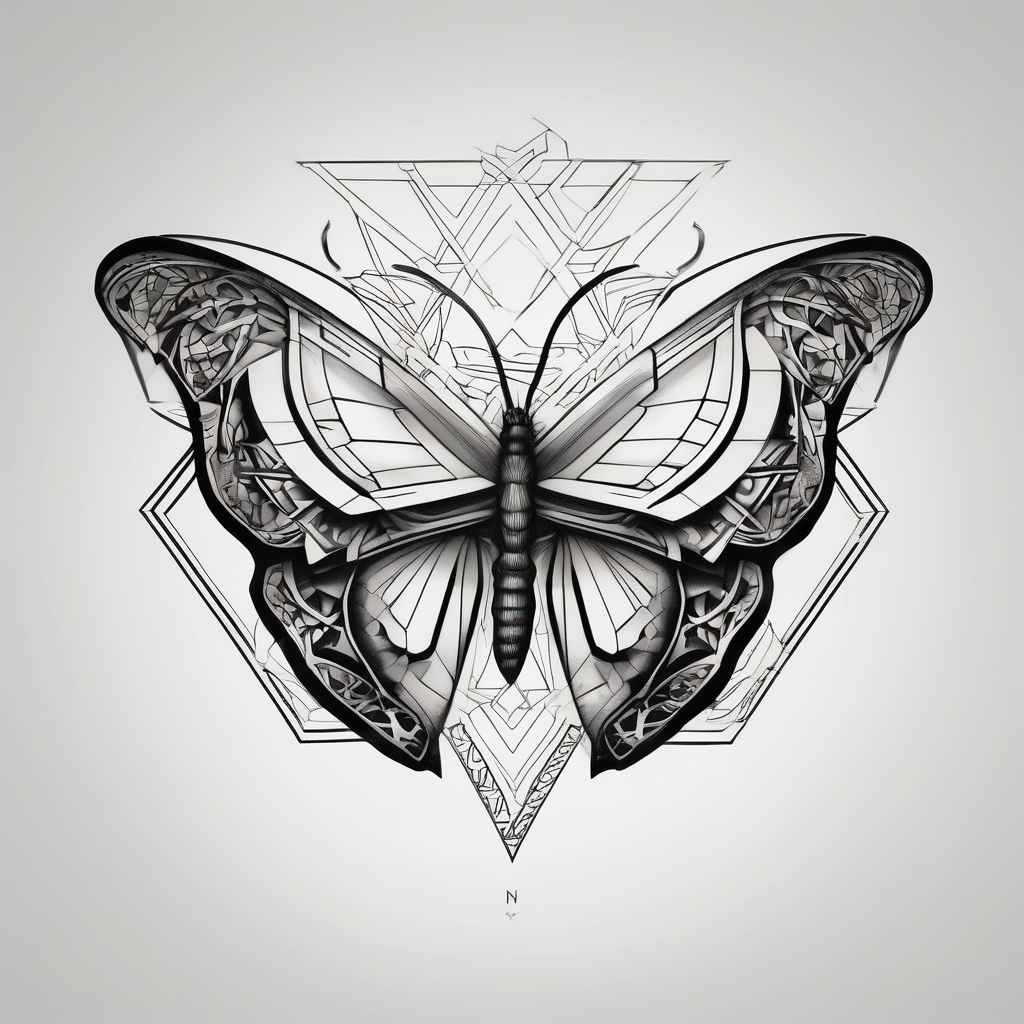 A lower back butterfly tatoo with the name nick below the butterfly, diseño de tatuaje Geométrico generado con IA