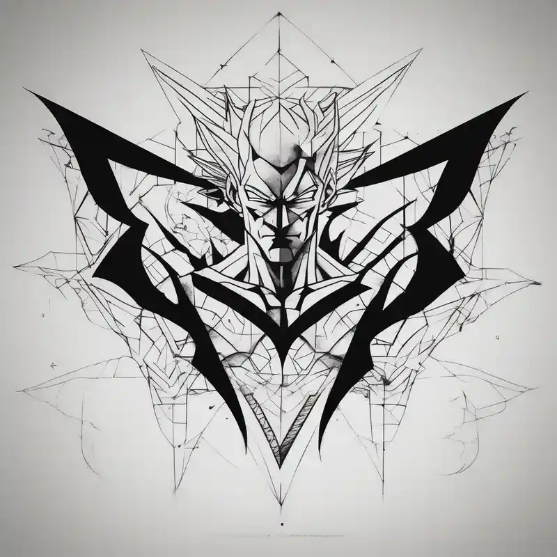 Goku and Batman symbol with butterflies – Geométrico, Blanco y negro