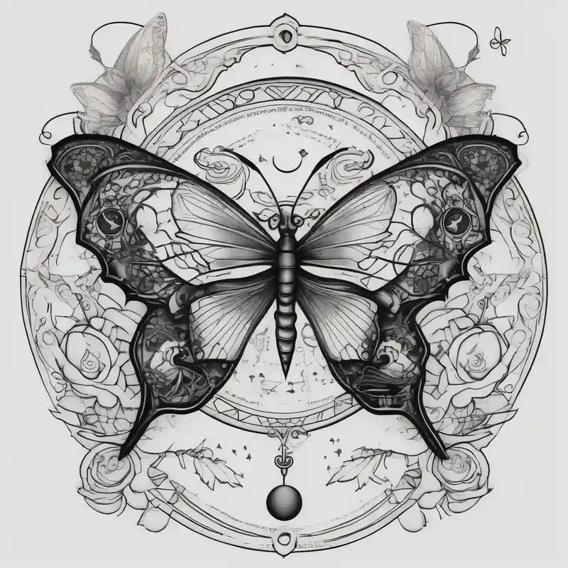 Fine line spine tattoo, butterflies, dragonflies, moons, motivational quote and other unique sketches – Blackwork, Noir et blanc