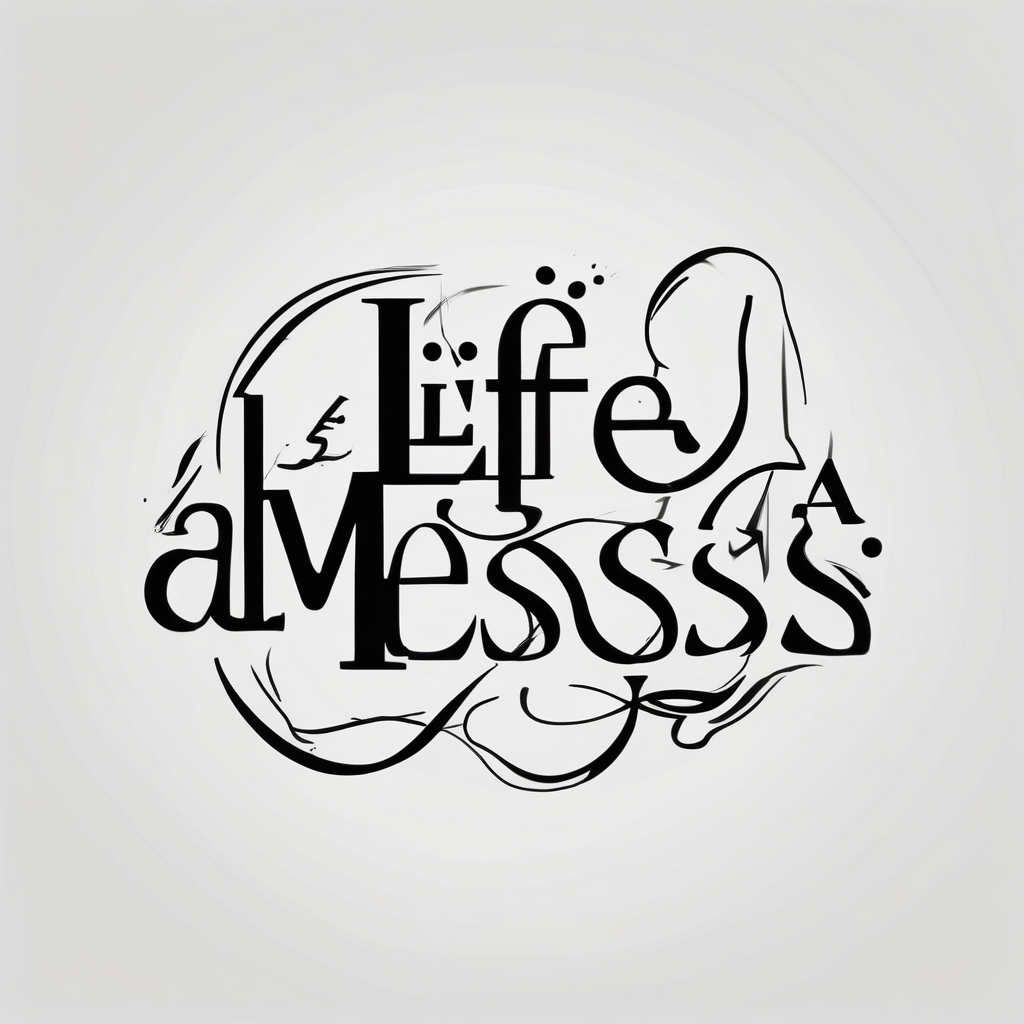 The words “life’s a mess” c.r.p.s, AI-generated Minimalist tattoo design