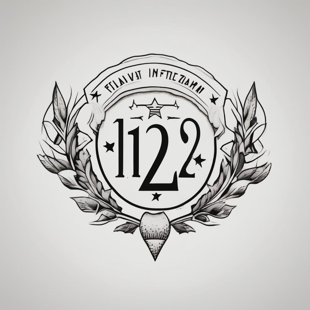 Fine line minimalist that blends in and disguises “1202” that’s already tattooed c.r.p.s, diseño de tatuaje Old school generado con IA