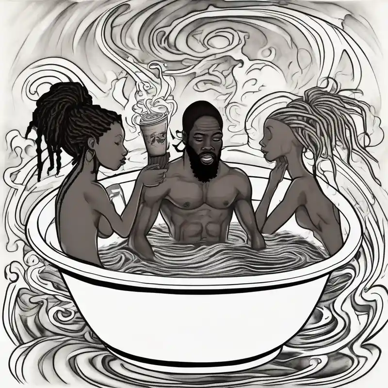 surreal style Ideas de tatuajes c.r.p.s en 2025 about Black guy with dreads inside a foam cup like it’s a jacuzzi with two white girls c.r.p.s and Black guy with dreads inside a foam cup like it’s a jacuzzi with two white girls c.r.p.s