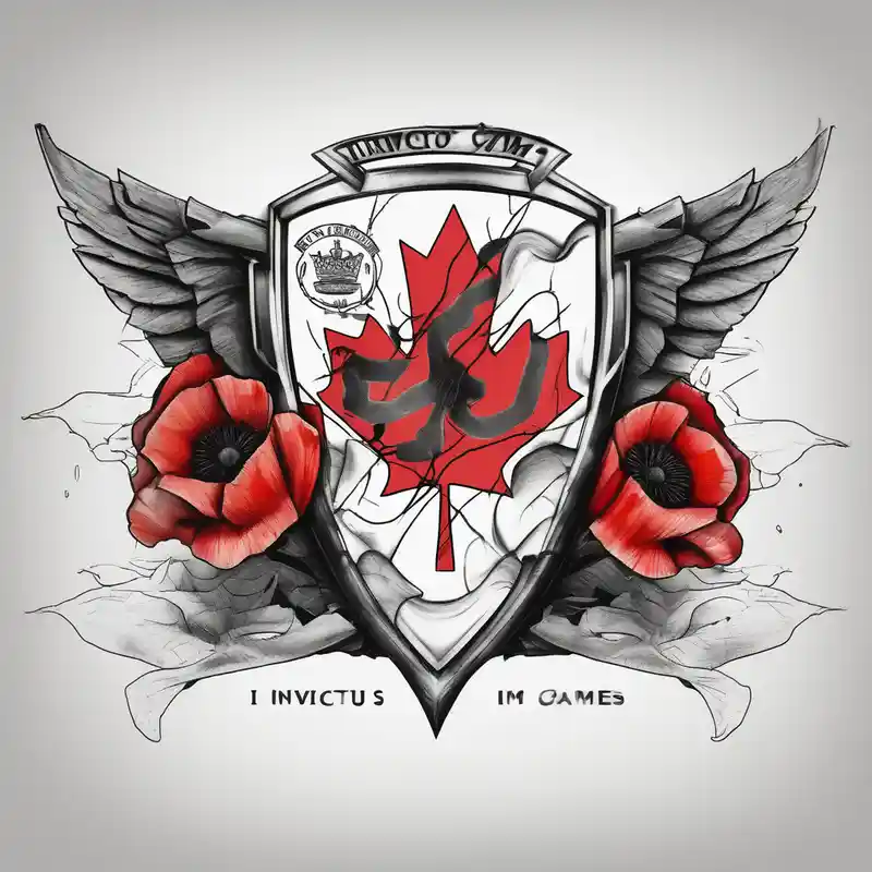 I AM Invictus Games tattoo with Canada and UK flag. Include poppies and RAF logo carcass-logo