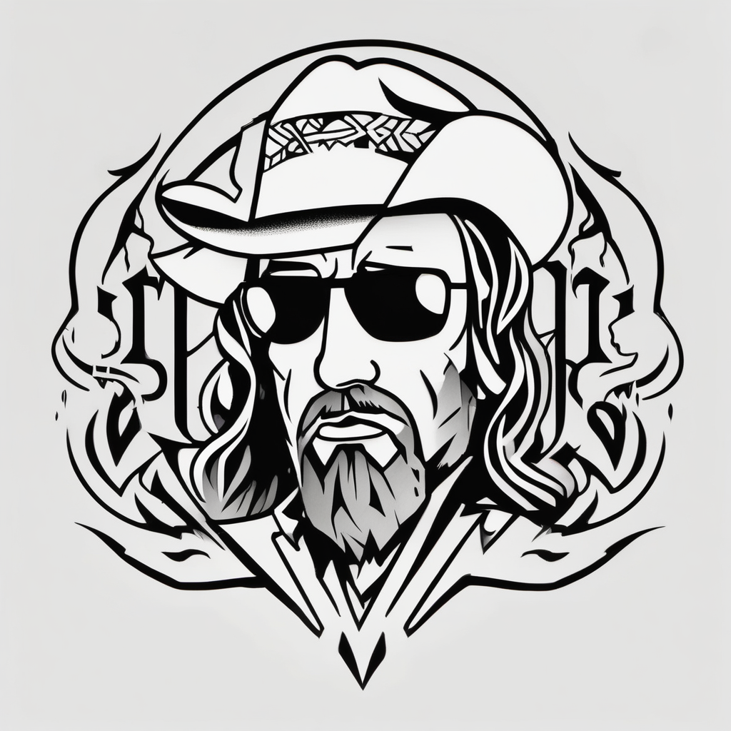 Waylon Jennings logo carcass-logo, diseño de tatuaje Cartoon generado con IA