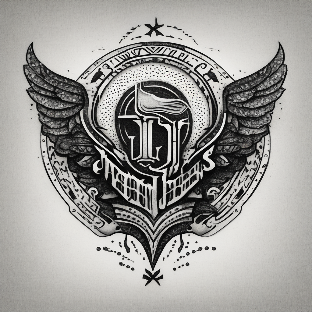 Waylon Jennings logo carcass-logo, diseño de tatuaje Dotwork generado con IA