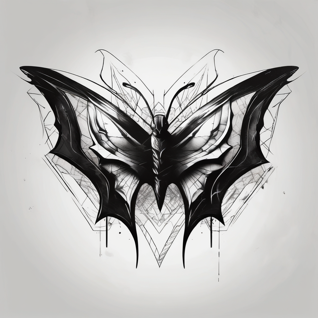 Butterfly with Batman logo carcass-logo, diseño de tatuaje Boceto generado con IA