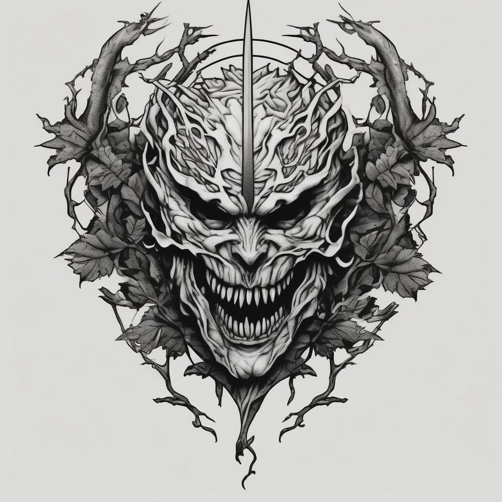 Berserk logo, vines, forearm carcass-logo, diseño de tatuaje Realista generado con IA