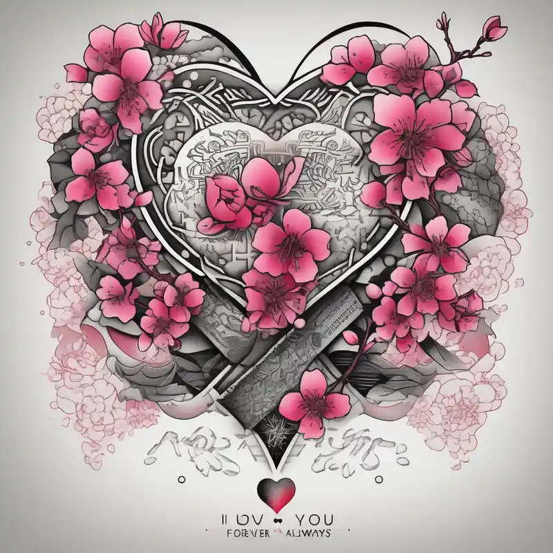 我爱你 一生一世 with cherry blossoms around it cherry-blossom