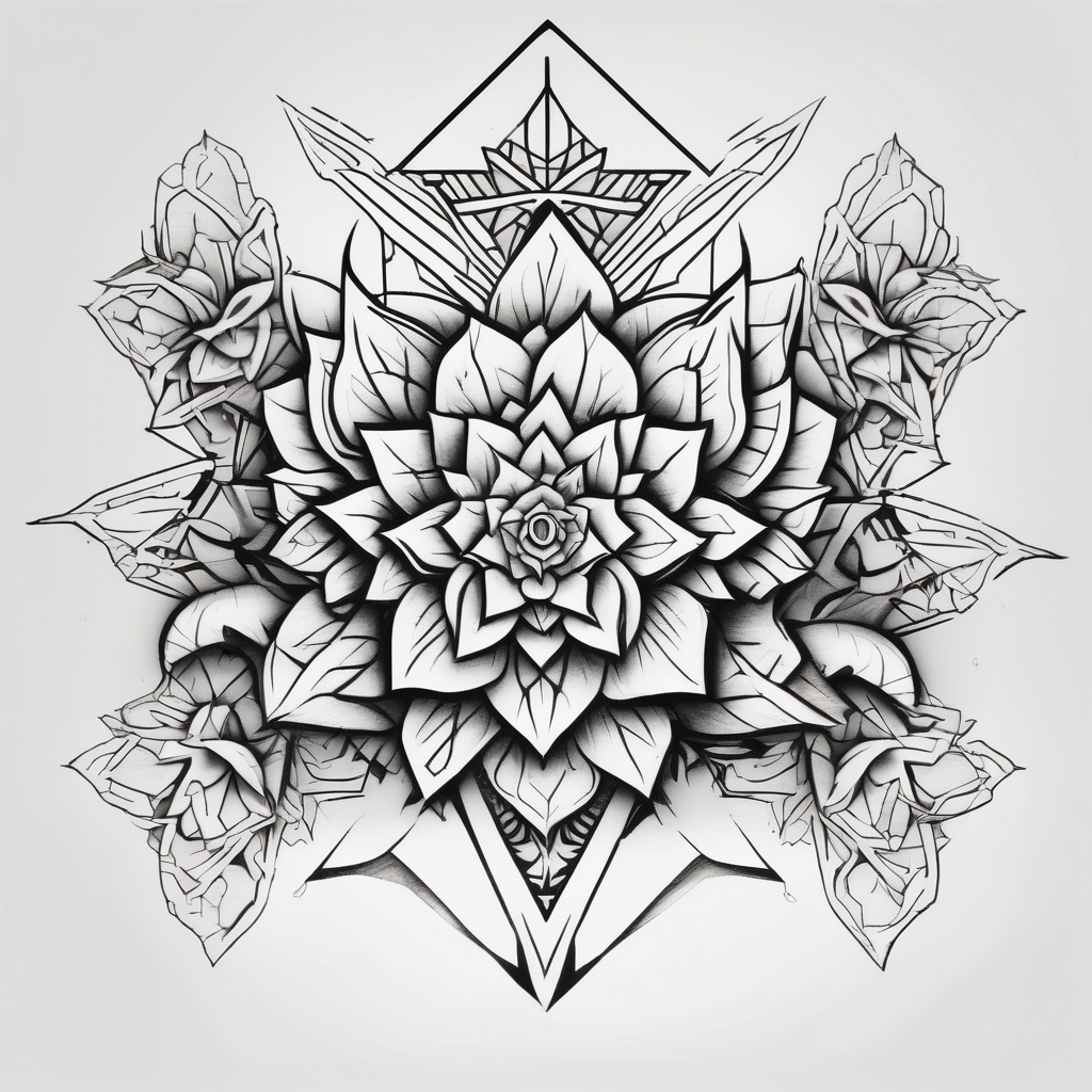 Chicano flowers, AI-generated Geometric tattoo design