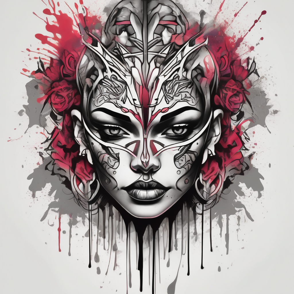 Chicano style scenary city gangster, diseño de tatuaje Acuarela generado con IA