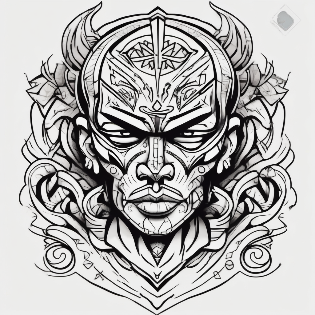 Chicano style scenary, AI-generated Cartoon tattoo design