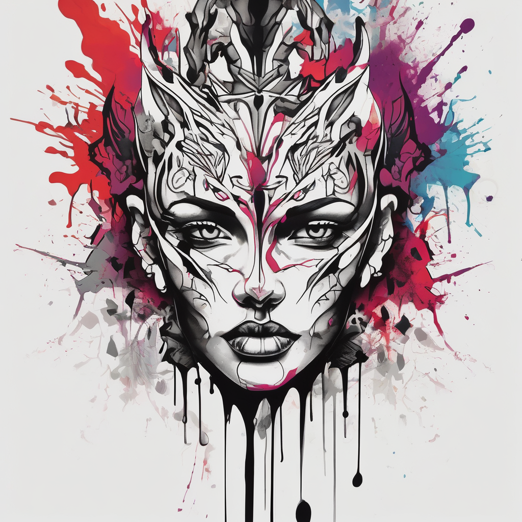 Donna chicano cholita gang, AI-generated Watercolor tattoo design