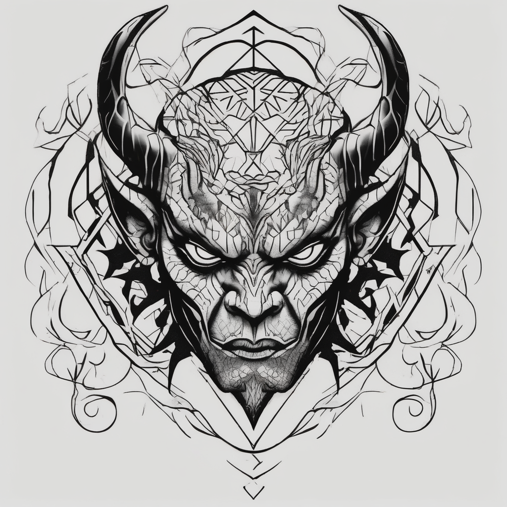 devil tattoo chicano, AI-generated Blackwork tattoo design